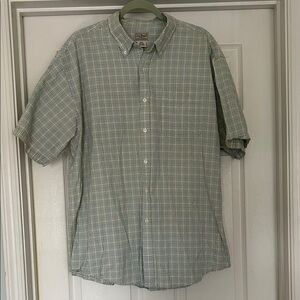 L.L. Bean Men's Short-Sleeve Button-Down Plaid Shirt in Blue and Green